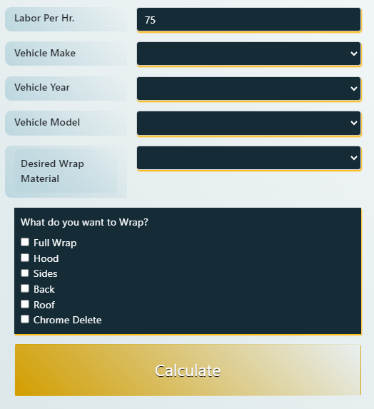 Car Wrap Price Calculator